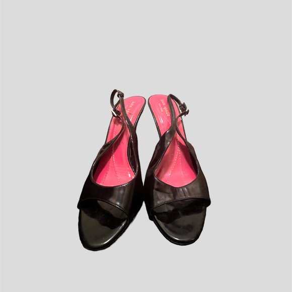 Kate Spade black patent leather slingback shoes size 7.5 - Picture 1 of 12